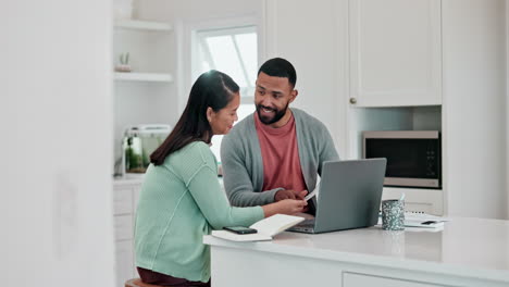 Couple,-laptop-and-documents-for-home-budget