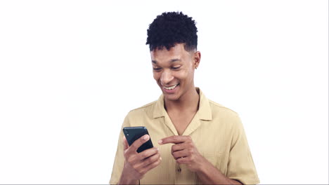 Face,-green-screen-and-man-with-a-smartphone