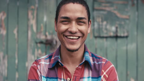 Slow-Motion-Portrait-of-mixed-race-man-smiling
