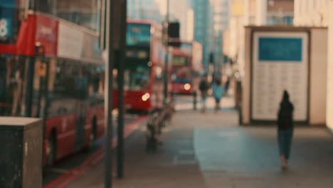 Anonymous-crowd-of-people-walking--commuters-London-City-street-slow-motion