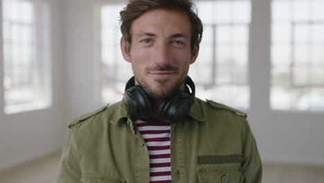 close-up-portrait-of-attractive-young-man-enjoying-listening-to-music-removes-headphones-looking-at-camera-smiling-confident