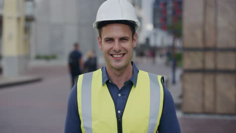 portrait-young-successful-engineer-man-smiling-enjoying-career-in-construction-industry-wearing-safety-helmet-on-urban-city-street-slow-motion-professional-foreman