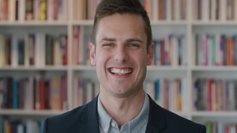 close-up-attractive-young-businessman-laughing-enjoying-professional-business-successful-lawyer-in-library-bookshelf-background-slow-motion