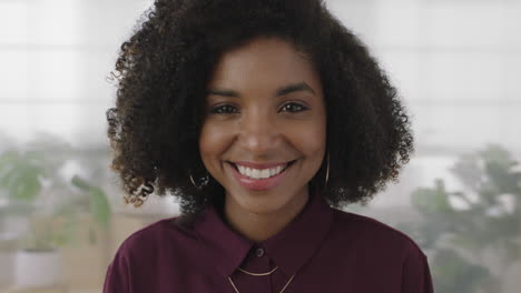 Porträt-Einer-Schönen-Jungen-Afroamerikanischen-Geschäftsfrau,-Die-Fröhlich-Lächelt-Und-In-Die-Kamera-Blickt-Und-Einen-Erfolgreichen-Lebensstil-Genießt