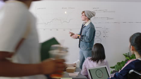 young-caucasian-man-teaching-group-of-students-showing-market-statistics-on-whiteboard-sharing-graph-data-diverse-team-brainstorming-creative-ideas-in-office-lecture