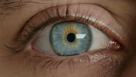 Nahaufnahme-Des-Blauen-Auges,-Das-Blinkendes-Natürliches-Schönheits-Sehgesundheitskonzept-öffnet