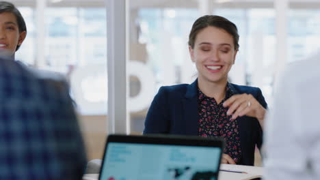 business-people-celebrating-in-boardroom-meeting-happy-woman-executive-smiling-enjoying-success-with-colleagues-clapping-hands-applause-in-office