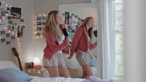 happy-teenage-girl-dancing-in-bedroom-to-music-enjoying-celebrating-weekend-having-fun-singing-wearing-pajamas-at-home