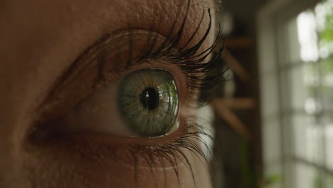 Menschliches-Auge,-Das-Spiegelbild-In-Der-Iris-Sieht,-Gesundes-Sehvermögen