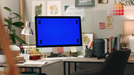 Office,-mockup-or-green-screen-on-computer-to