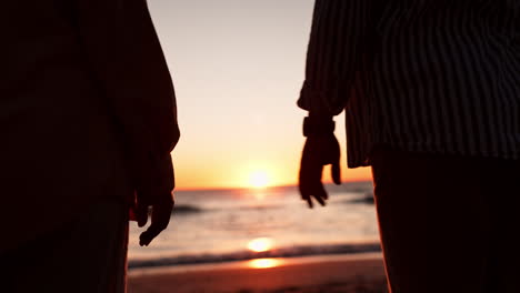 Closeup,-holding-hands-and-silhouette-with-couple