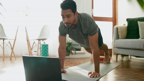 Man,-push-up-and-fitness,-laptop