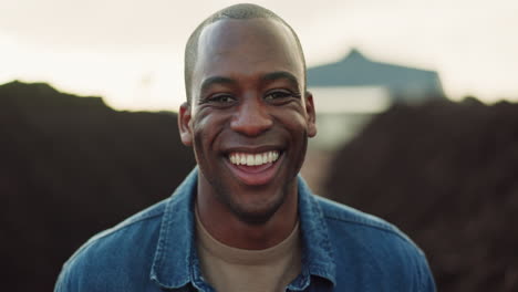 Face,-smile-and-a-farmer-black-man-laughing