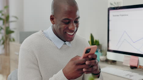 Phone,-smile-and-business-with-black-man-in-home