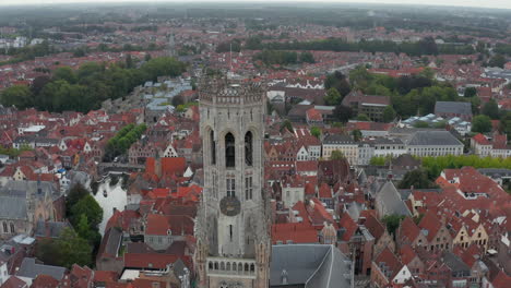 Belfry-of-Bruges-Belltower-details-on-the-top-from-Aerial-Perspective