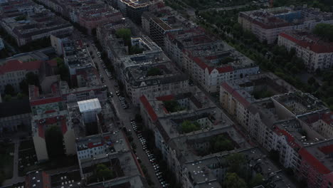 Forwards-fly-over-blocks-of-tenement-houses-in-urban-neighbourhood.-Residential-part-of-city.-Berlin,-Germany