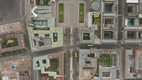AERIAL:-Overhead-Top-down-View-of-Empty-European-City-Street-Berlin-Central-during-Coronavirus-COVID-19-Pandemic-and-Stay-at-Home-regulation-May-16th-2020