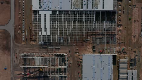 Building-Site-of-a-Factory-from-above,-Aerial-Top-View-slow