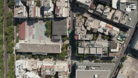 Overhead-Top-Down-Birds-View-of-Athens,-Greece-City-Streets-at-Daylight