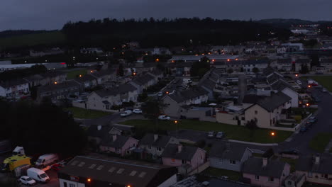 Residential-borough-on-town-outskirts.-Dim-streets-in-town-after-sunset.-Streets-at-dusk.-Killarney,-Ireland
