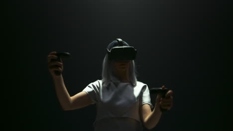 Hermosa-Chica-Con-Auriculares-Vr-Con-Luz-Parpadeante.-Jugador-Futurista-Jugando