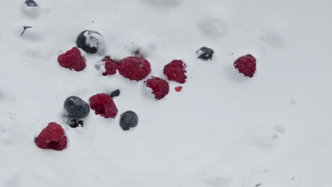 Closeup-fresh-berry-yogurt-rotation-in-super-slow-motion.-Natural-dessert.