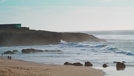 Ocean-water-washing-beach-on-sunny-morning.-Beautiful-coastline-landscape.