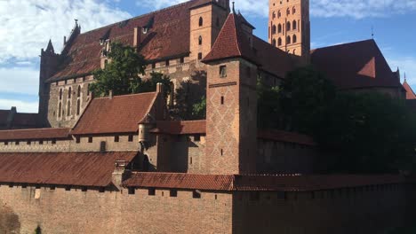 Castillo-De-Malbork-En-Polonia-Con-Fortificación,-Panorámica-Vertical