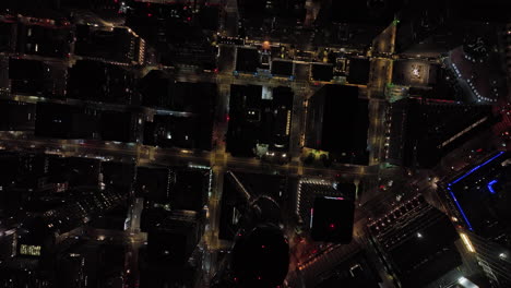 San-Francisco-California-Aerial-v138-cinematic-vertical-straight-down-view,-flyover-downtown-financial-district-capturing-night-cityscape-across-the-neighborhood---Shot-with-Mavic-3-Cine---May-2022