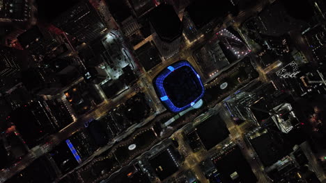 San-Francisco-California-Aerial-v137-vertical-top-down-view-drone-flyover-financial-district-capturing-bustling-urban-downtown-cityscape-and-street-traffic-at-night---Shot-with-Mavic-3-Cine---May-2022