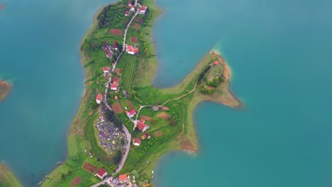 Birds-eye-view-of-a-small-village-on-the-middle-of-Lake-Rama