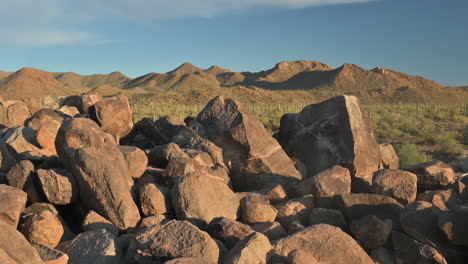 Ancient-petroglyphs-on-Signal-Hill-at-Saguaro-National-Park-in-Tucson-Arizona,-zoom-in-shot