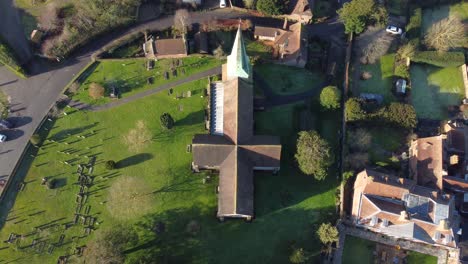 Drove-footage-over-a-church-in-England