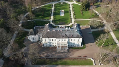 AERIAL:-Palanga-Amber-Museum-in-Birute-Park-Garden-in-Palanga