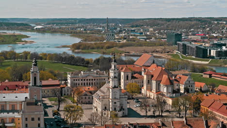 Aerial-view-of-Kaunas,-second-biggest-city-of-Lithuania