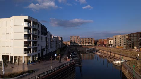 Aerial-entering-recreational-port-Noorderhaven-revealing-the-wider-Dutch-neighbourhood