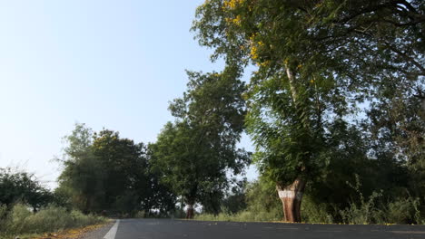 Escena-De-La-Conducción-De-Automóviles-Por-Carretera-En-El-Campo-En-Un-Día-Soleado