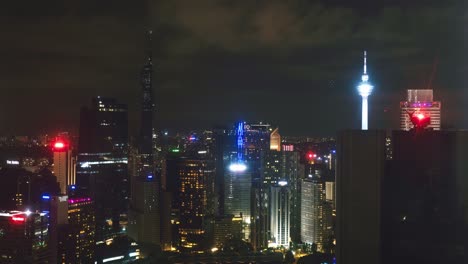 A-Timelapse-Of-A-Beautifully-Lit-Up-Cityscape-In-Kuala-Lumpur,-Malaysia