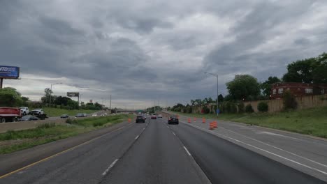 POV-driving-transportation-truck-in-Chicago