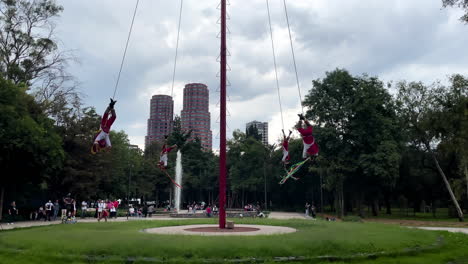 slow-motion-shot-of-the-traditional-voladores-at-sunset