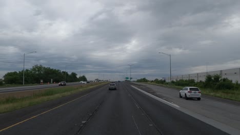 POV-trucker-driving-on-highway-in-Chicago,-Illinois