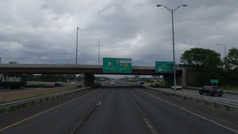 Truck-POV:-Driving-towards-Wisconsin,-USA