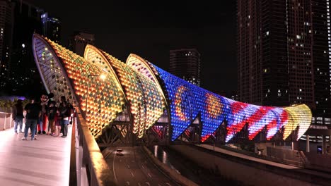 footage-of-a-pedestrian-bridge-named-Lintas-Saloma-bridge-near-Kuala-Lumpur-Petronas-Twin-Tower