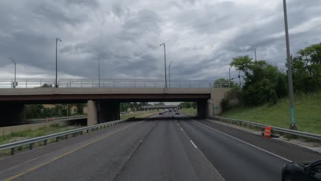 POV:-trucker-driving-on-the-middle-lane-of-the-American-highway