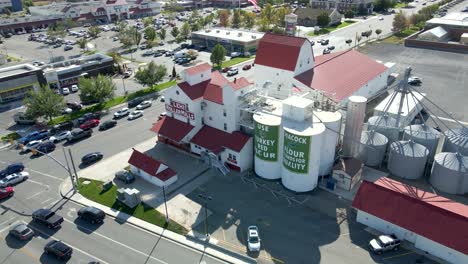 Lehi-Roller-Mills-is-an-historic-landmark-in-Utah-where-Footloose-was-filmed---aeriral-pull-back-tilt-up-view