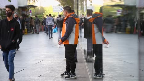 People-walking-in-the-streets-of-Tehran,-Iran