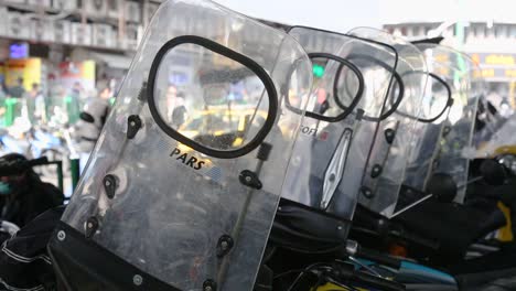 Motorbikes-with-windshield-in-Tehran,-Iran