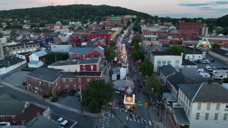 Aerial-above-street-carnival-in-USA