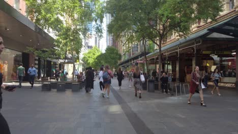 Static-shot-of-busy-Pitt-Street-Mall-shopping-precinct-in-Sydney-CBD-at-day-time