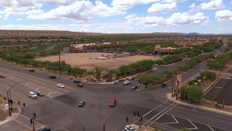 Vista-Aérea-De-La-Intersección-En-Sahuarita,-Arizona